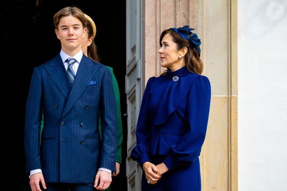Queen Mary (La reine Mary de Danemark), Prince Vincent (Le prince Vincent de Danemark) lors de la confirmation du jeune homme. Photo par Backgrid USA / Bestimage