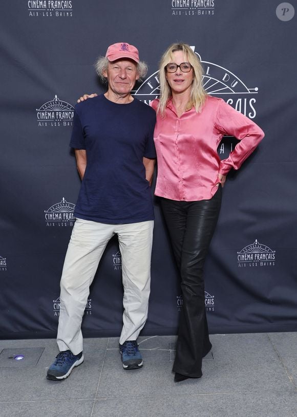 Exclusif - Geraldine Danon et Philippe Poupon au photocall du Festival du Cinéma Francais et de la gastronomie d'Aix-Les-Bains, France, le 6 Juin 2025. © Denis Guignebourg/Bestimage