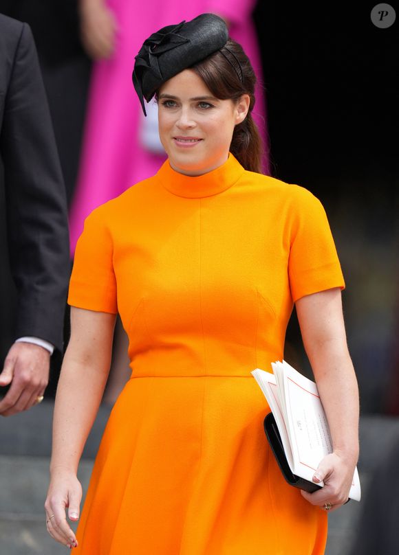 La princesse Eugenie d'York - Les membres de la famille royale et les invités à la sortie de la messe du jubilé, célébrée à la cathédrale Saint-Paul de Londres, Royaume Uni, le 3 juin 2022. 
Julien Burton