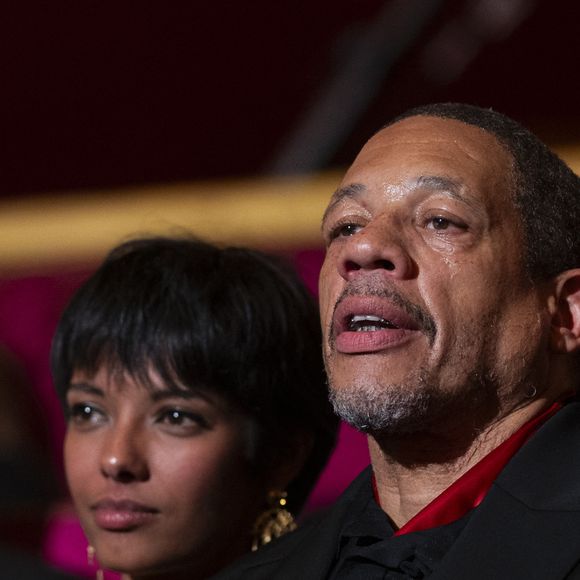 Exclusif - JoeyStarr et sa compagne Pauline Latchoumanin - Personnalités au "concerto pour la paix" de Omar Harfouch au théâtre des Champs-Elysées à Paris le 18 septembre 2024. © Perusseau / Tribeca / Bestimage