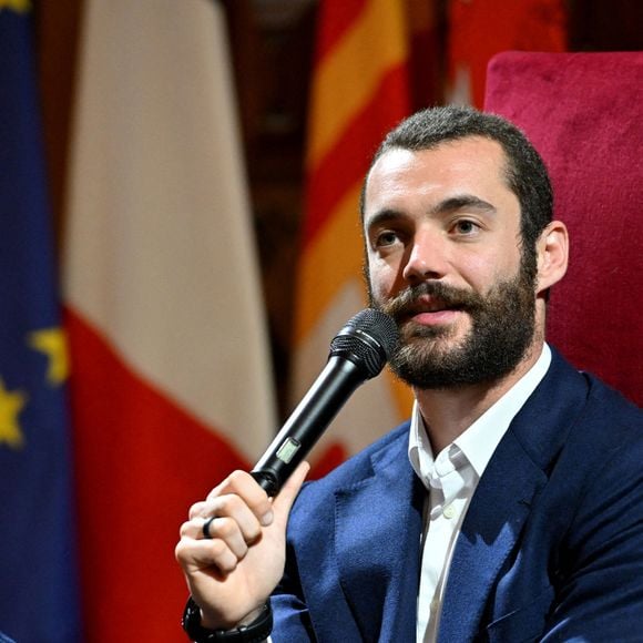 Louis Sarkozy, l'essayiste franco-américain, journaliste et candidat déclaré au poste de maire de la ville frontalière de Menton, était présent à Nice pour une conférence dans le cadre des Journées Impériales, le 4 octobre 2025. © Bruno Bebert / Dominique Jacovides / Bestimage