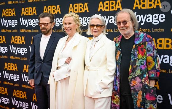 Bjorn Ulvaeus, Anni-Frid Lyngstad, Agnetha Faltskog et Benny Andersson - Les célébrités arrivent à la première du concert "Abba Voyage" à Londres, le 26 mai 2022. TTNews / Bestimage