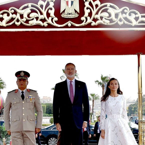 Le roi Felipe VI d'Espagne,la reine Letizia, le président Abdelfatah Al-Sisi et la première dame Entissar Amer Al-Sisi lors de la deuxième journée de la visite d'État de la famille royale espagnole en Égypte. © LALO YASKY / BESTIMAGE