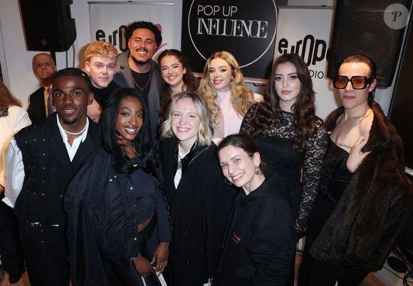 Lucie Bernardoni, Charles, Emma, Ebony, Noah, Julie, Maia, Franck, Maureen et Paul (Star Academy 12) participent à la Pop Up Influence Party organisée par Aurelien Cassirame, à Paris, le 02 février 2025 à Paris, France. Photo de Jerome Domine - Abaca