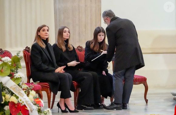 Veillée funèbre du prince Victor-Emmanuel de Savoie, en l'Eglise de Sant'Uberto à Turin, en présence de sa veuve Marina Ricolfi-Doria, de son fils, le prince Emmanuel-Philibert de Savoie avec sa femme la princesse Clotilde Courau et leurs filles les princesses Vittoria et