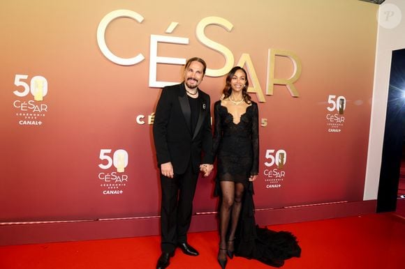 Zoe Saldana, son mari Marco Perego -  Photocall de la 50ème édition de la cérémonie des César à l'Olympia à Paris, France, le 28 février 2025 © Dominique Jacovides - Olivier Borde / Bestimage