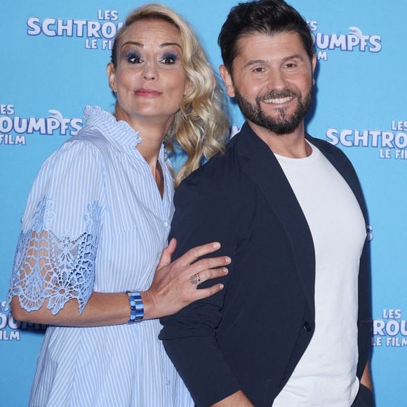 Elodie Gossuin et Christophe Beaugrand assistent à la première du film "Les Schtroumpfs - Le Film" Friends & Family au Grand Rex à Paris, France le 06 juillet 2025. Photo par Jerome Domine/ABACAPRESS.COM