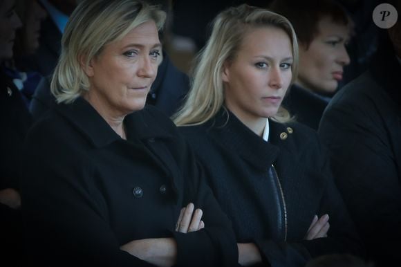 Marine Le Pen et Marion Maréchal - Le Pen - Hommage national aux victimes de l'attentat de Nice, ayant fait 86 victimes le 14 juillet 2016 sur la Promenade des Anglais. Le 15 octobre 2016.