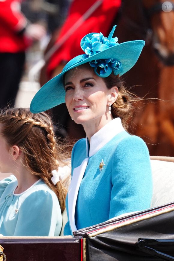 La princesse Charlotte et la princesse de Galles rentrent au palais de Buckingham après la cérémonie du drapeau dans le centre de Londres, alors que le roi Charles III célèbre son anniversaire officiel.  14 juin 2025. Photo by Aaron Chown/PA Wire/ABACAPRESS.COM