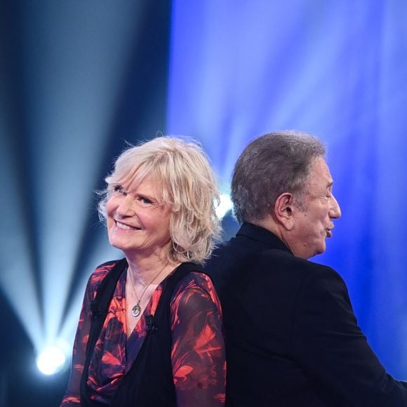 Exclusif - Catherine Ceylac et Michel Drucker - Enregistrement de l'émission Vivement dimanche au studio Rive Gauche, presentée par Michel Drucker . Diffusion sur France 3 le 22/03/2026. Photos prises le 11 mars 2026. © Guillaume Gaffiot / Bestimage