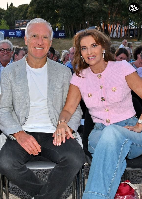 L’entraîneur évoque sa passion persistante pour son métier et son envie de continuer.

Didier Deschamps et sa femme Claude lors de la deuxième soirée de la deuxième édition des Théâtrales d'Eze, en compagnie de Mélanie Page dans la pièce « Je m'appelle Georges » à l'oppidum du Col d'Eze. © Bruno Bebert / Bestimage
