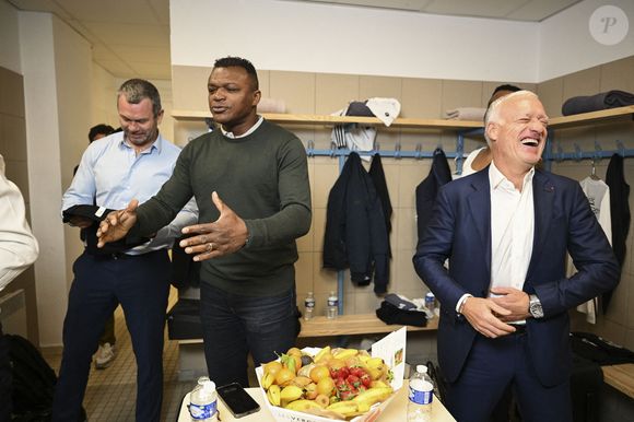 Exclusif - Marcel Desailly et Didier Deschamps - Match de football caritatif du Variétés club de France au profit de l'opération Pièces jaunes au stade Bernard Giroux à Plaisir, France, le 24 avril 2024. Le match a permis de récolter 57.500€. © Pierre Perusseau/Bestimage