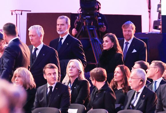 Les chefs d'État et les membres des familles royales assistent à la cérémonie de commémoration du 80ème anniversaire de la libération d'Auschwitz au Mémorial et musée d'Auschwitz-Birkenau le 27 janvier 2025. © LALO YASKY / BESTIMAGE