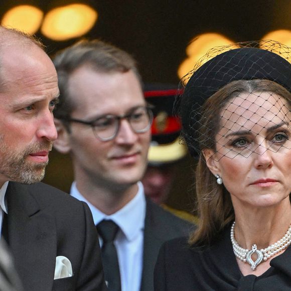 Le prince et la princesse de Galles quittent la messe de requiem pour la duchesse de Kent, à la cathédrale de Westminster, au centre de Londres à Londres (Royaume-Uni), le 16 septembre 2025. 

Photo by Zak Hussein/Splash News/ABACAPRESS.COM