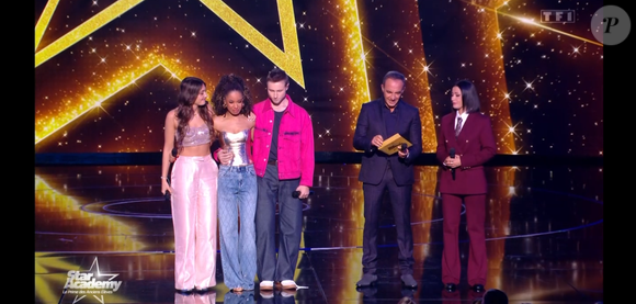 Ema, Léane et Théo L. lors du prime de la "Star Academy 2025" sur TF1 le 14 novembre 2025 sur TF1.