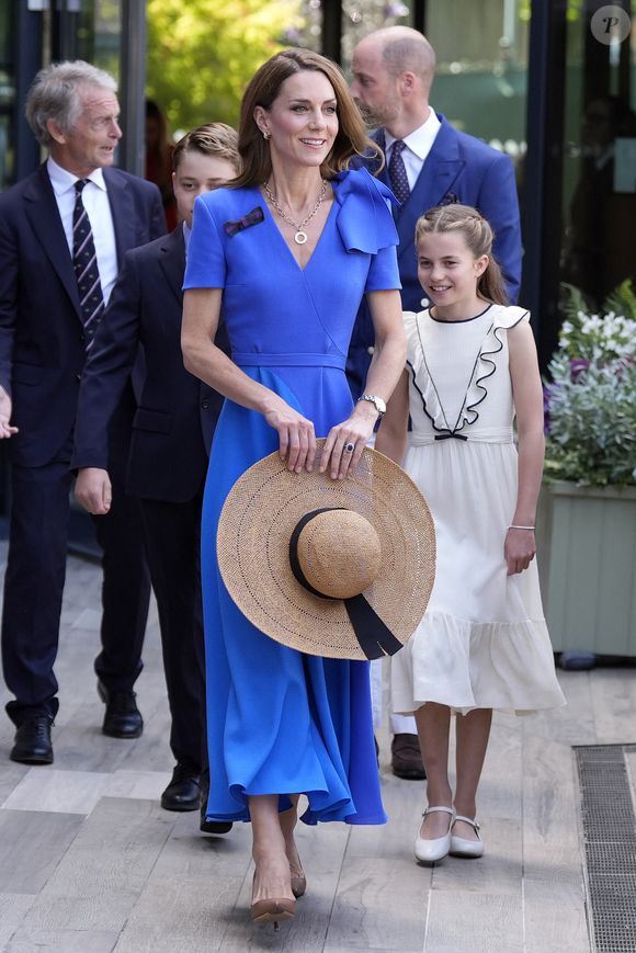 Le prince William et Catherine (Kate) Middleton, avec leurs enfants le prince George et la princesse Charlotte lors de la finale du tournoi de Wimbledon, le 13 juillet 2025 @Andrew Matthews/WPA-Pool/Bestimage