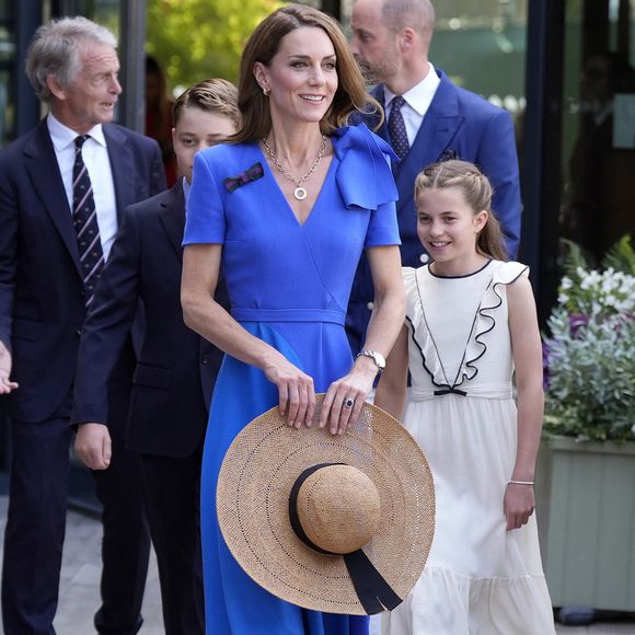 Le prince William et Catherine (Kate) Middleton, avec leurs enfants le prince George et la princesse Charlotte lors de la finale du tournoi de Wimbledon, le 13 juillet 2025 @Andrew Matthews/WPA-Pool/Bestimage
