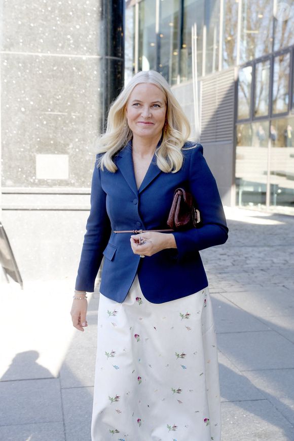 La princesse héritière Mette-Marit participe à un séminaire sur la littérature à Oslo, Norvège, le 9 avril 2025. © Stella Pictures/ABACAPRESS.COM