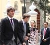 Au mois d'avril, on apprenait qu'il avait été admis en clinique, y restant près d'une semaine.
Le prince Ernst August Jr de Hanovre , la princesse Alexandra de Hanovre et son compagnon Ben-Silvester Strautmann - Mariage du prince Christian de Hanovre avec Alessandra de Osma à Lima au Pérou le 16 mars 2018