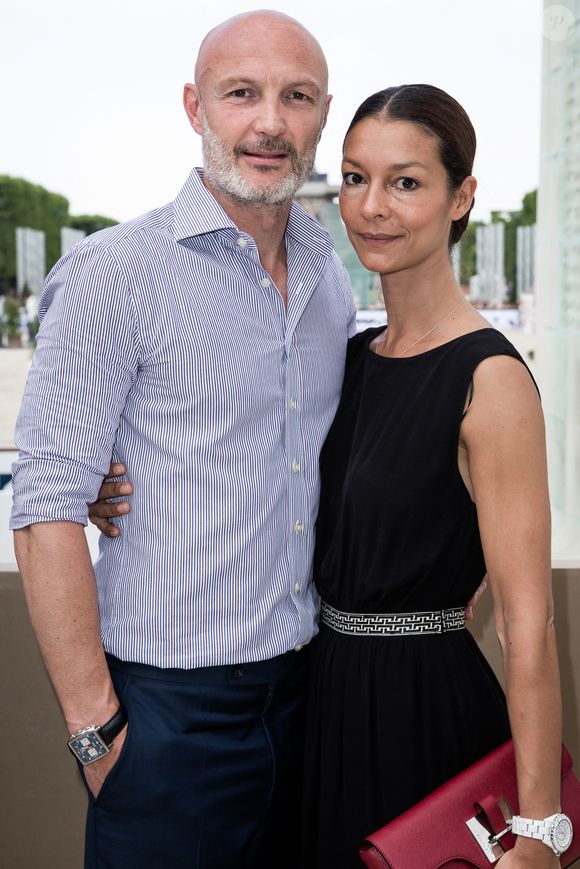 Exclusif - Frank Leboeuf et sa femme Chrislaure Nollet - People lors du Longines Paris Eiffel Jumping au Champ-de-Mars à Paris, le 4 juillet 2015. Bestimage