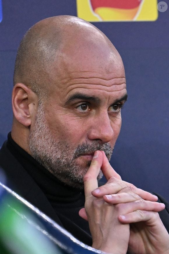 Pep Guardiola pendant le match entre le Real Madrid et Manchester City.