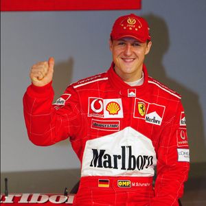 Michael Schumacher lors de la présentation de la nouvelle Ferrari F1-2003 GA, en 2003. © AGENCE / BESTIMAGE