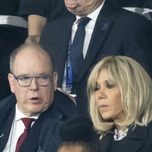 Brigitte Macron,Le prince Albert II de Monaco - Le président Emmanuel Macron et sa femme Brigitte ont assisté à la finale d ela coupe du monde de Rugby au stade de France à Saint-Denis le 28 octobre 2023.