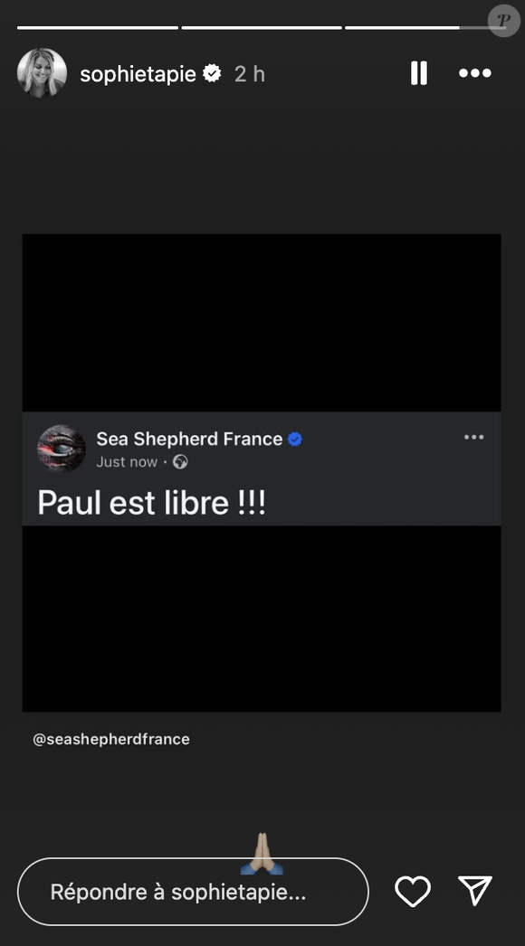 Sophie Tapie réagit à la libération de Paul Watson