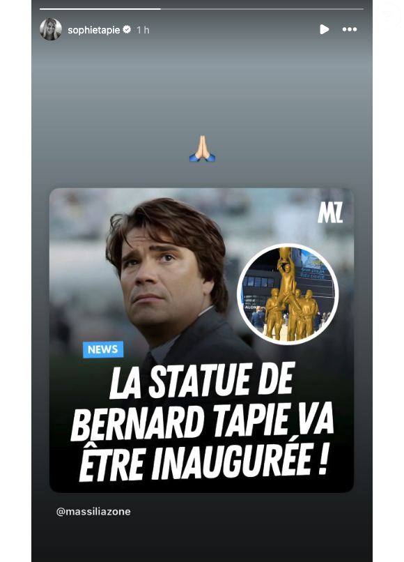 Sur Instagram, Sophie Tapie a partagé l’information