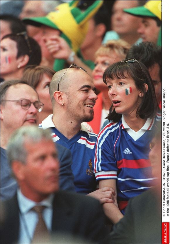 Saint Denis-France, 12/07/1998. Le chanteur Pascal Obispo a assisté à la finale de la coupe du monde de football 1998. La France a battu le Brésil 3-0. © Lionel Hahn/ABACA