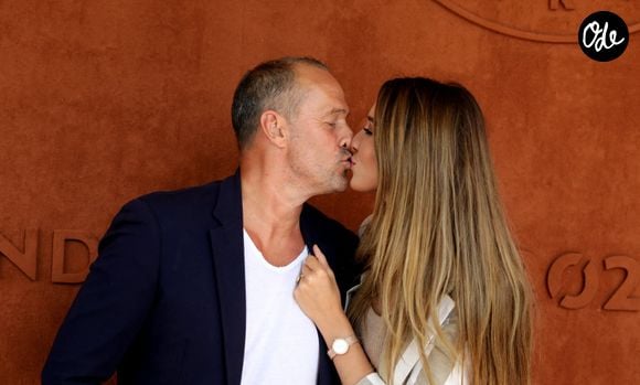 Roger Erhart et sa compagne Delphine Wespiser, Miss France 2012 au village (jour 10) lors des Internationaux de France de Tennis de Roland Garros 2022 à Paris, France, le 31 mai 2022. © Dominique Jacovides/Bestimage