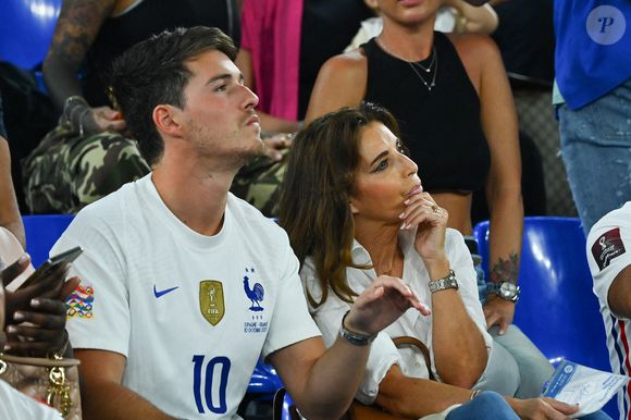 Dylan DESCHAMPS et Claude DESCHAMPS lors du match de la Coupe du Monde de la FIFA, groupe d entre la France et le Danemark au Stade 974 le 26 novembre 2022 à Doha, Qatar. (Photo by Anthony Dibon/Icon Sport/ABACAPRESS.COM)