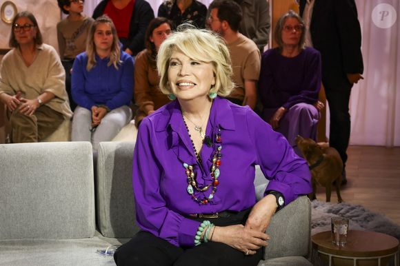 Exclusif - Amanda Lear sur plateau de l'émission "Animalement Vôtre" présentée par B.Montiel et diffusée le 4 janvier 2026 sur France 3, à Paris, France, le 3 décembre 2025. © Jack Tribeca/Bestimage