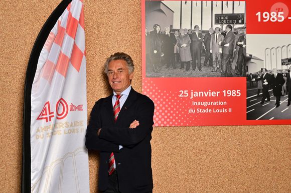 Gérard Holtz - Le prince Albert II de Monaco, dans le salon d'honneur du Stade Louis II, a célébré les 40 ans ce bâtiment emblématique de la Principauté en compagnie de personnalités déjà présentes lors de l'inauguration en 1985 et du journaliste sportif de France TV Gérard Holtz, le 4 février 2025. © Bruno Bebert/Bestimage