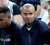 Et qui lui a transmis la passion du basket-ball.

Tony Parker - Les célébrités en tribunes pendant l'épreuve de basketball de Demi-Finale opposant les Etats-Unis à la Serbie lors des Jeux Olympiques de Paris 2024 (JO) à l'Arena Bercy, à Paris, France, le 8 août 2024. © Jacovides-Perusseau/Bestimage