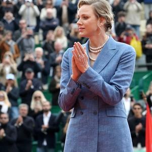 La princesse Charlene de Monaco - Finale de la 118ème édition du Rolex Monte-Carlo Masters, au Monte-Carlo Country Club à Roquebrune Cap Martin, le 13 avril 2025. L'espagnol Carlos Alcaraz a battu l'italien Lorenzo Musetti 3-6 / 6-1 / 6-0. © Claudia Albuquerque/ Bestimage