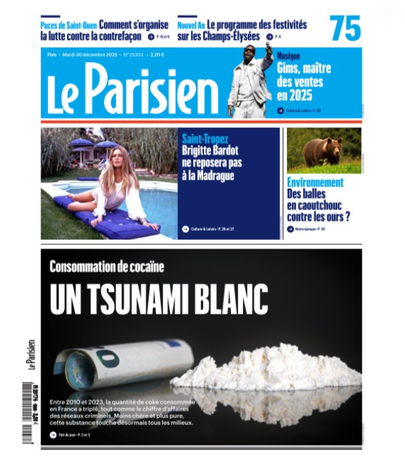 Couverture du "Parisien" le 30 décembre 2025.