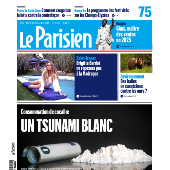 Couverture du "Parisien" le 30 décembre 2025.