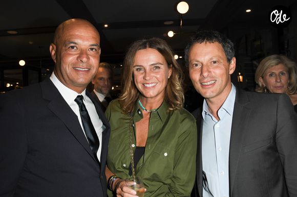 Jérôme Bocuse (président de Pôle Développement), Marine Vignes et Marc-Olivier Fogiel  la Brasserie du Louvre ce 12 septembre Photo par Coadic Guirec/Bestimage