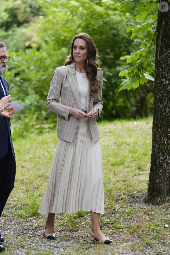 Catherine (Kate) Middleton, princesse de Galles, visite l'école maternelle Salvador Allende à Reggio Emilia (Italie), lors de son voyage consacré à la petite enfance, le 14 mai 2026.
© GOFF / Bestimage
