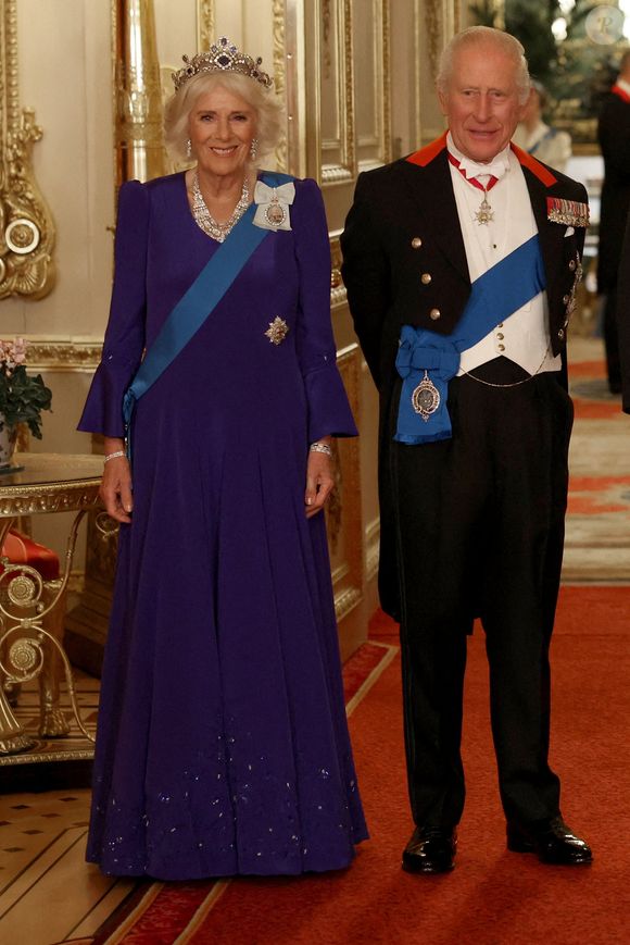Donald J. Trump (président des Etats-Unis) et la Première dame Melania Trump, le roi Charles III d'Angleterre et Camilla Parker Bowles, reine consort d'Angleterre le 17 septembre 2025. Photo par : PA Photo/ Bestimage