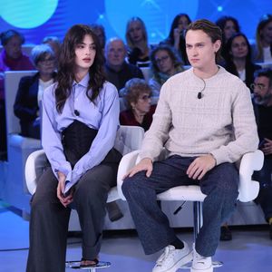 Deva Cassel;Saul Nanni - D.Cassel et son compagnon S.Nanni participent à l'émission "Domenica In" pour la promotion de la série "Le Guépard" à Rome, le 2 mars 2025.