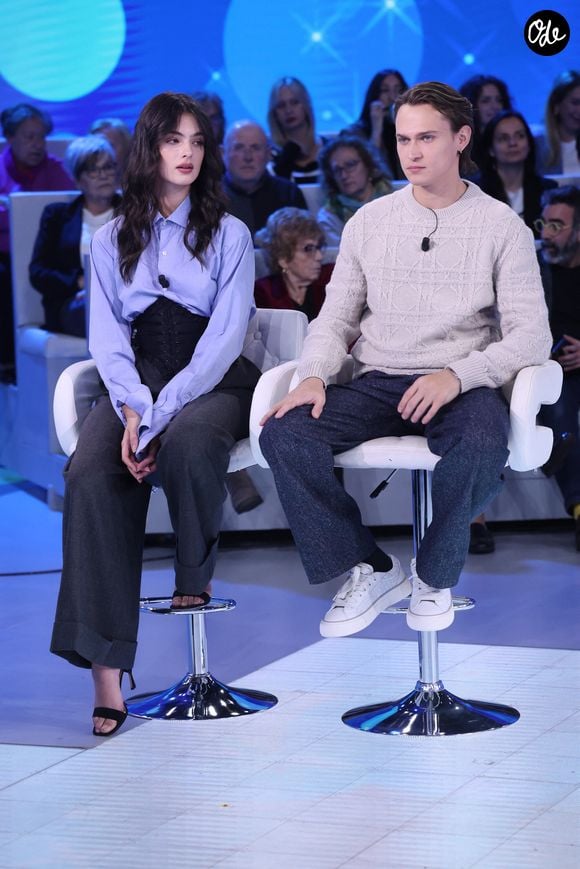 Deva Cassel;Saul Nanni - D.Cassel et son compagnon S.Nanni participent à l'émission "Domenica In" pour la promotion de la série "Le Guépard" à Rome, le 2 mars 2025.