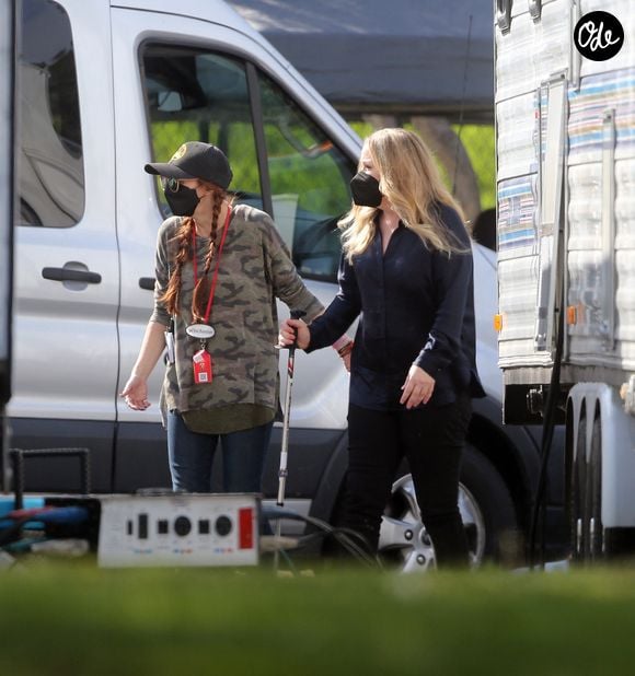 Christina Applegate sur le tournage de la série "Dead To Me" à Los Angeles, le 3 février 2022.

Photo : The ImageDirect / Bestimage