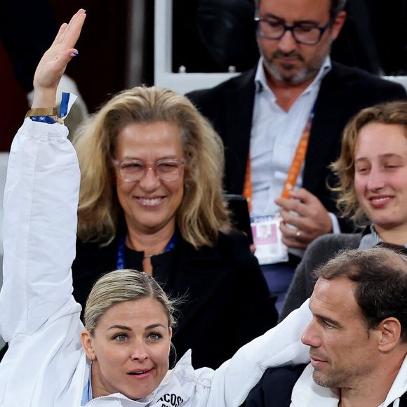 Laure Boulleau et Bruno Cheyrou dans les tribunes lors des Internationaux de France de Tennis de Roland Garros 2025, à Paris, France, le 28 mai 2025. © Jacovides-Moreau/Bestimage