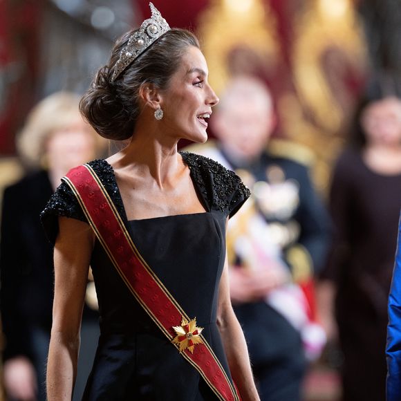 Le roi Felipe VI et la reine Letizia d'Espagne, accueillent Frank-Walter Steinmeier (Président fédéral de l'Allemagne) et sa femme Elke Budenbender pour un dîner de gala en leur honneur au palais royal à Madrid. Photo par LALO YASKY / BESTIMAGE