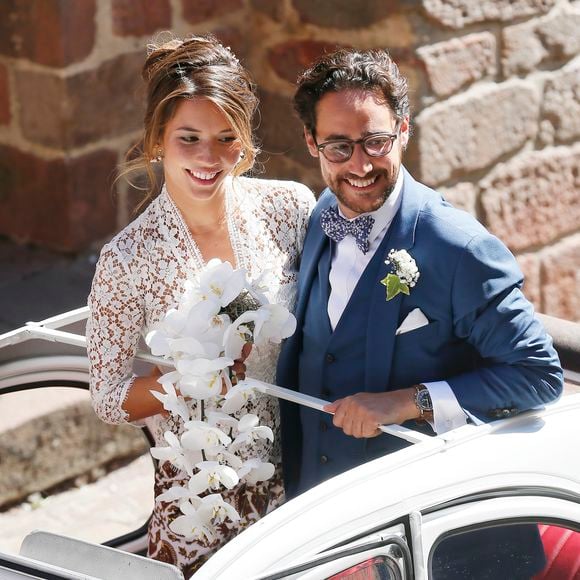 Mariage de Thomas Hollande et de la journaliste Emilie Broussouloux l'église de Meyssac en Corrèze, près de Brive, ville d'Emiie. Le 8 Septembre 2018.
© Patrick Bernard-Guillaume Collet / Bestimage