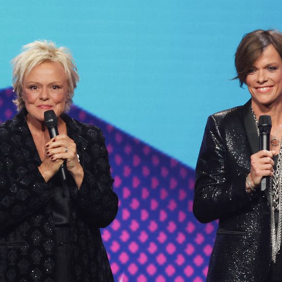 Exclusif - Muriel Robin, Anne Le Nen lors de l'enregistrement de l'émission "Nos voix pour toutes" au profit de la Fondation des femmes à l'Adidas Arena diffusée sur TMC le 25 novembre 2025, à Paris, France, le 19 novembre 2025. © Guirec-Moreau/Bestimage