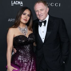 Salma Hayek et son mari François-Henri Pinault - People au 10ème "Annual Art+Film Gala" organisé par Gucci à la "LACMA Art Gallery" à Los Angeles le 6 novembre 2021.