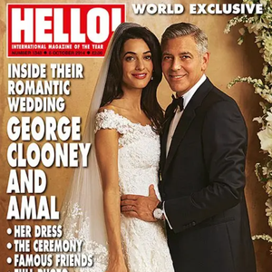 Couverture du magazine Hello qui a eu l'exclusivité en 2014 des photos du mariage de George et Amal Clooney.